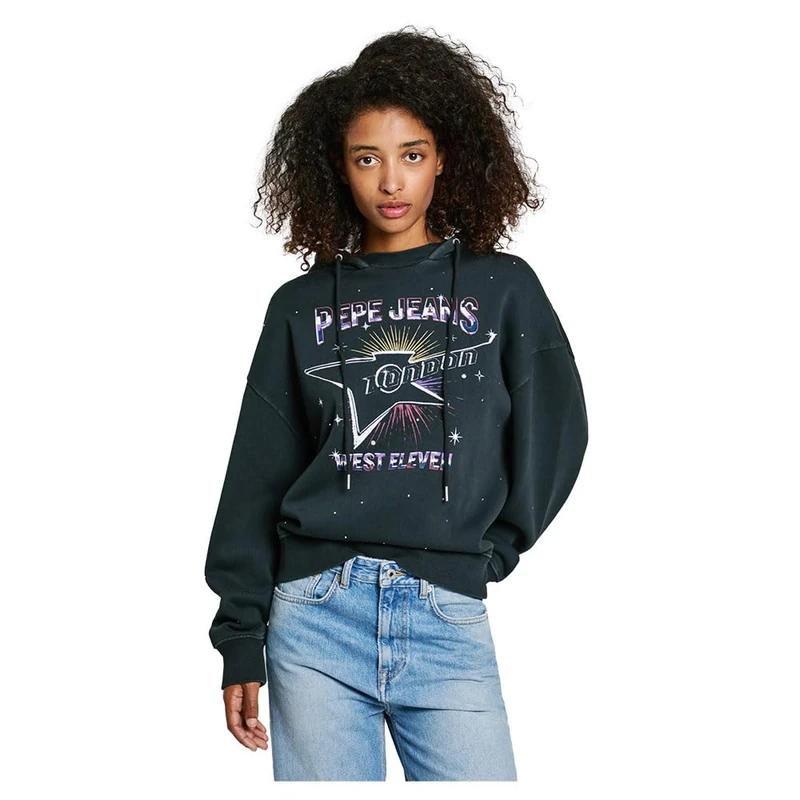Pepe Jeans Women's Lilian Sweatshirt, Black (Black), XL