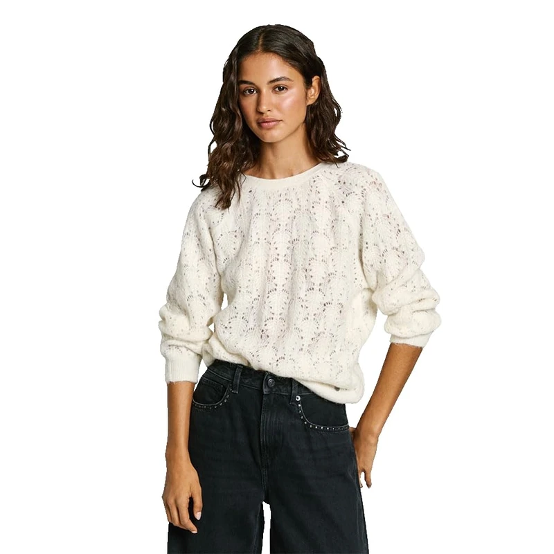 Pepe Jeans Women's Nova Knitwear, White (Mousse White), XS