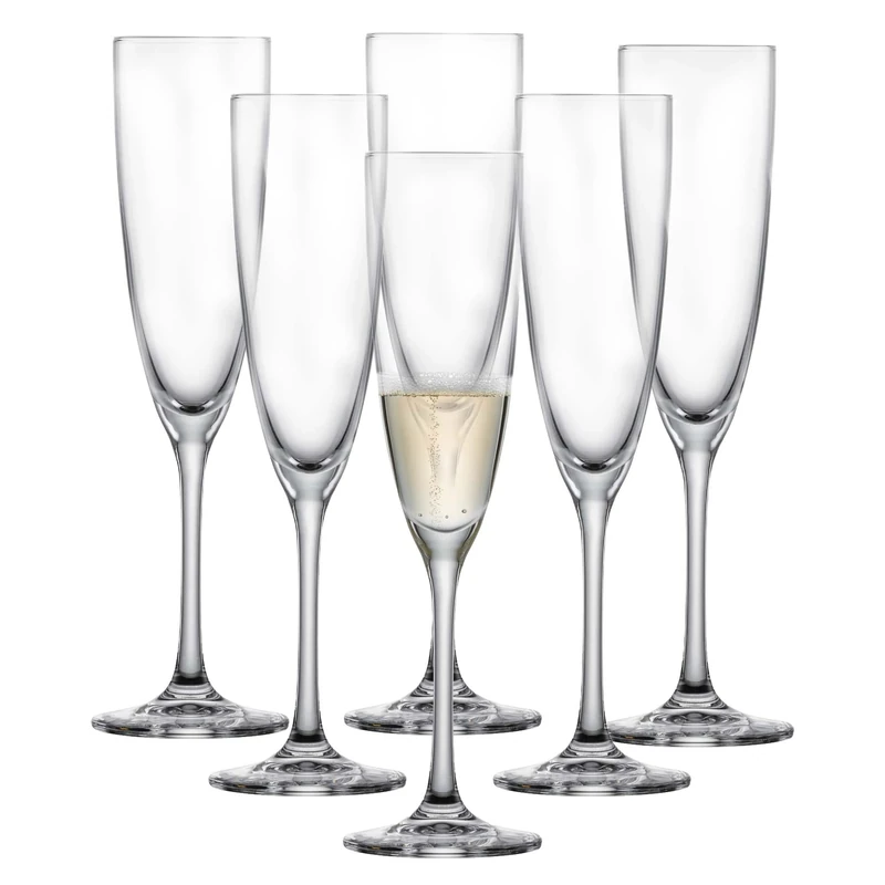 Schott Zwiesel Champagne Glasses Classico (Set of 6), Classic Champagne Glasses with Mousse Point, Dishwasher-Safe Tritan Crystal Glasses, Made in Germany (Art. no. 123657)