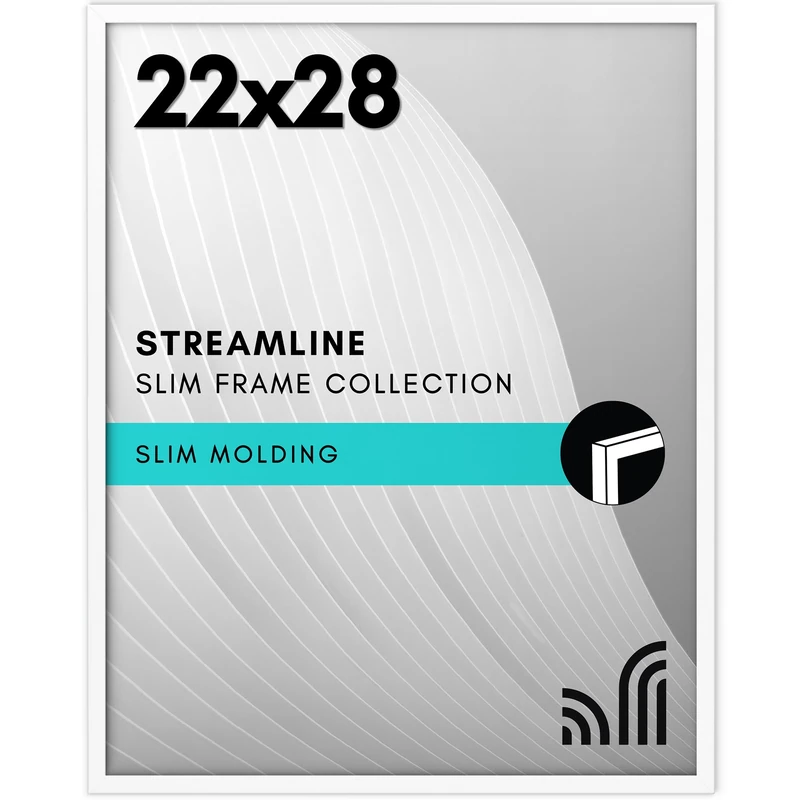 Americanflat 22x28 Poster Frame in White - Thin Border Photo Frame with Polished Plexiglass - Wall Picture Frame with Hanging Hardware Included for Horizontal or Vertical Display Format