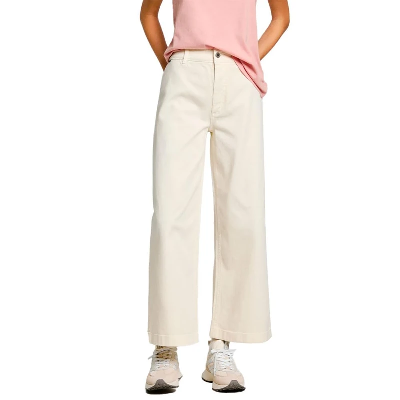 Pepe Jeans Women's High Rise Wide Crop Tania Trouser, White (Mousse White), 31W x 30L - Image 1