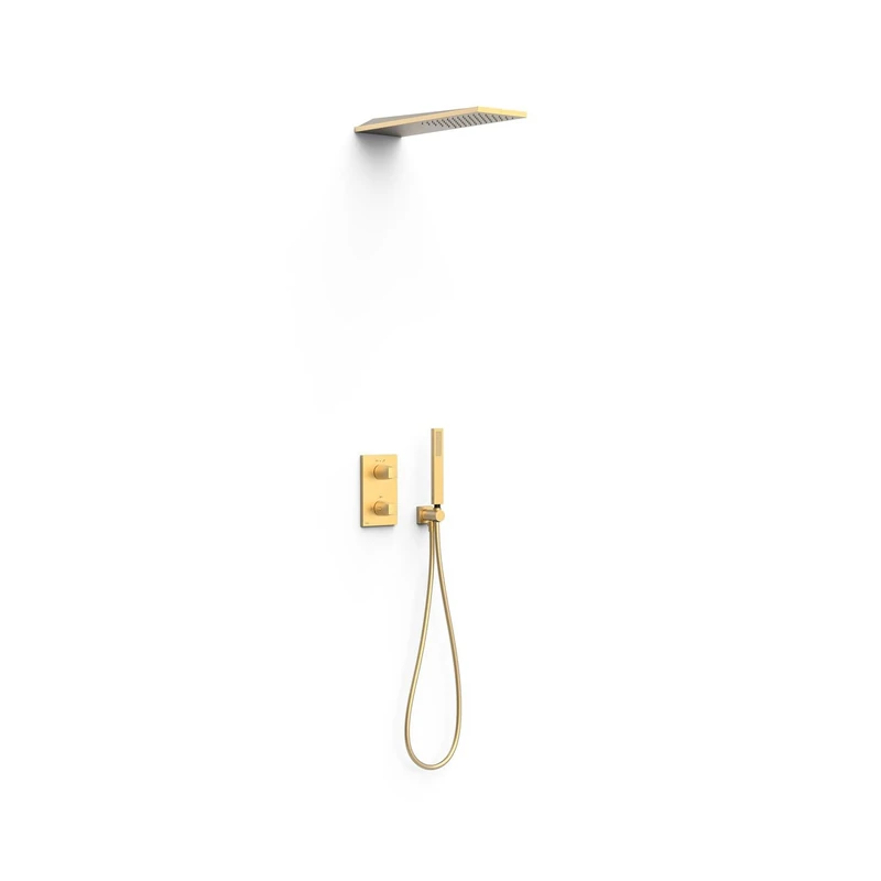 TRES 21125005OM Therm-Box Grifo Termostático Empotrado de 2 Vías Ducha Color Oro Mate 24K