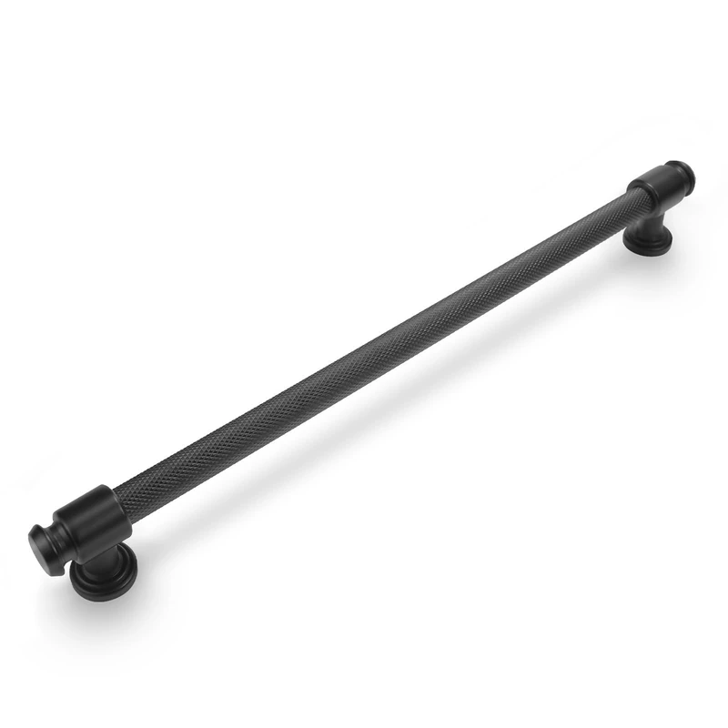 BUKOBYHE 10 Pack 10 Inch(254mm) Matte Black Kitchen Cabinet Handles Knurled Cabinet Pulls Black Drawer Pulls Kitchen Hardware