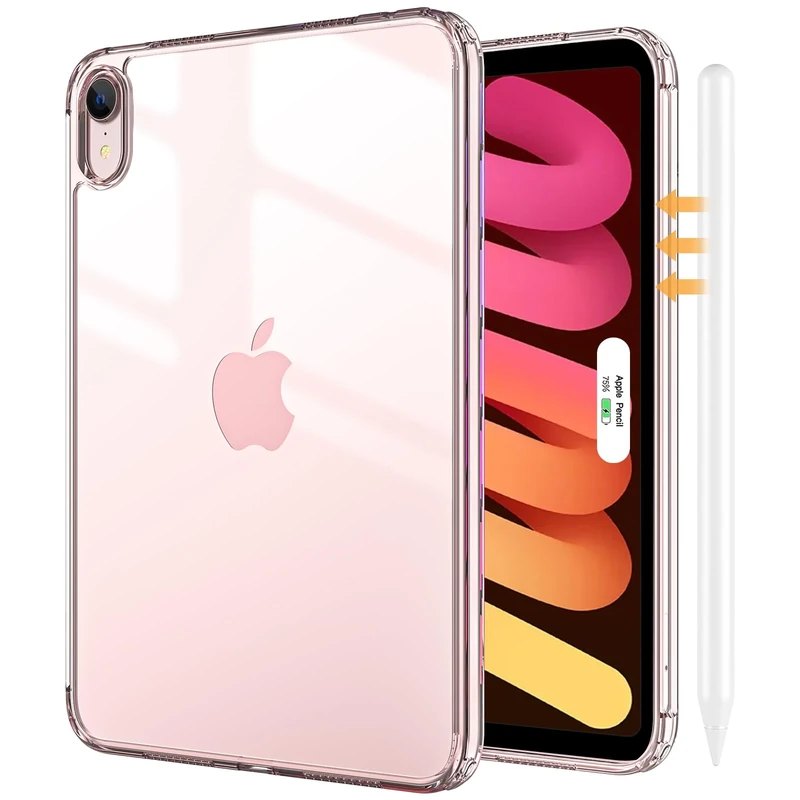 ProCase Clear Case for iPad Mini 7th(A17 Pro) 2024 / Mini 6th Generation 8.3" 2021, Slim Light Transparent Anti-Yellow Back Cover for iPad Mini 7 6 8.3 Inch -Clearpink
