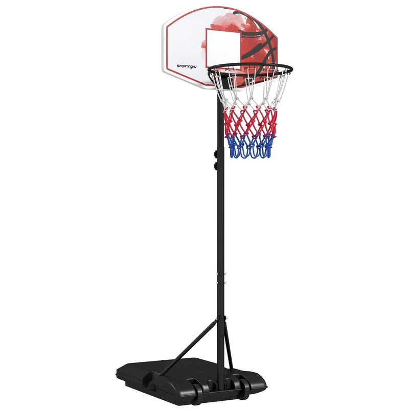 SPORTNOW Height Adjustable Basketball Hoop and Stand, Free Standing Basketball Stand Net Set System w/Wheels, Enlarged Base, PE Backboard, 179-209cm