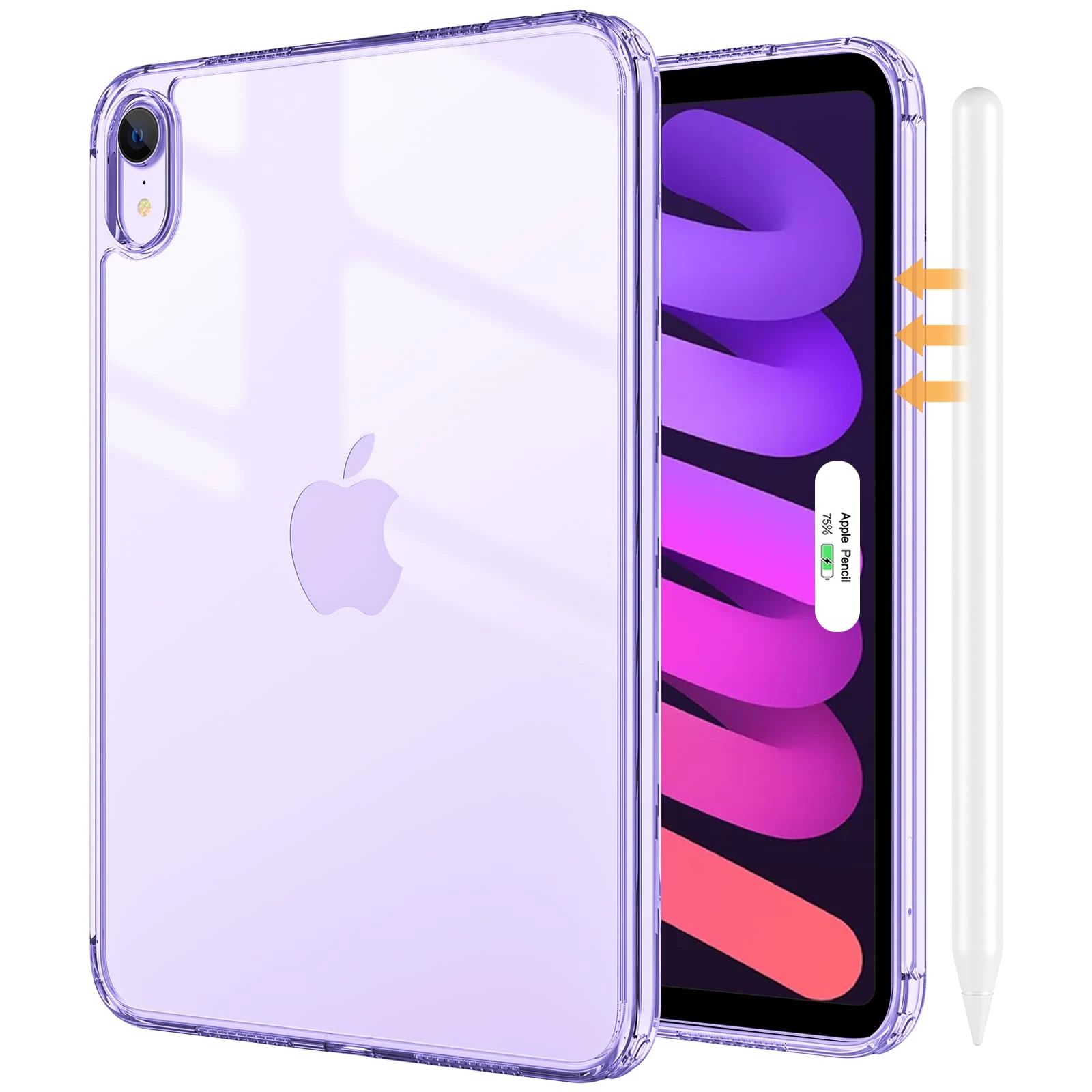 ProCase Clear Case for iPad Mini 7th(A17 Pro) 2024 / Mini 6th Generation 8.3" 2021, Slim Light Transparent Anti-Yellow Back Cover for iPad Mini 7 6 8.3 Inch -Clearpurple