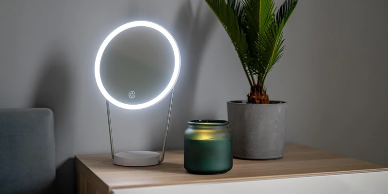 HUMANAS HS-ML01 LED Makeup Mirror - White Round Design