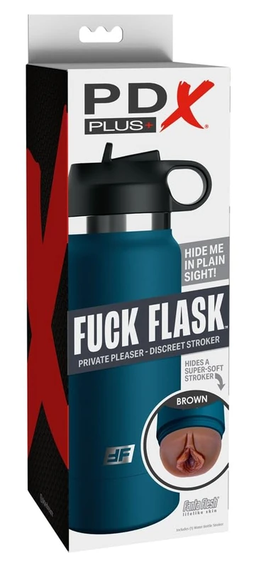 PDX Fuck Flask - Private Pleaser Brown/Blue 8.3x17.8 cm