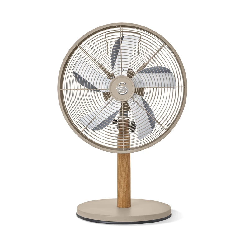 Swan Nordic 12 Inch Desk Fan with 5 Blades, 3 Speed Settings, Horizontal Oscillation, Adjustable Tilt and Low Noise Output for Bedrooms and Offices, Oatmeal, SFA16920OAT
