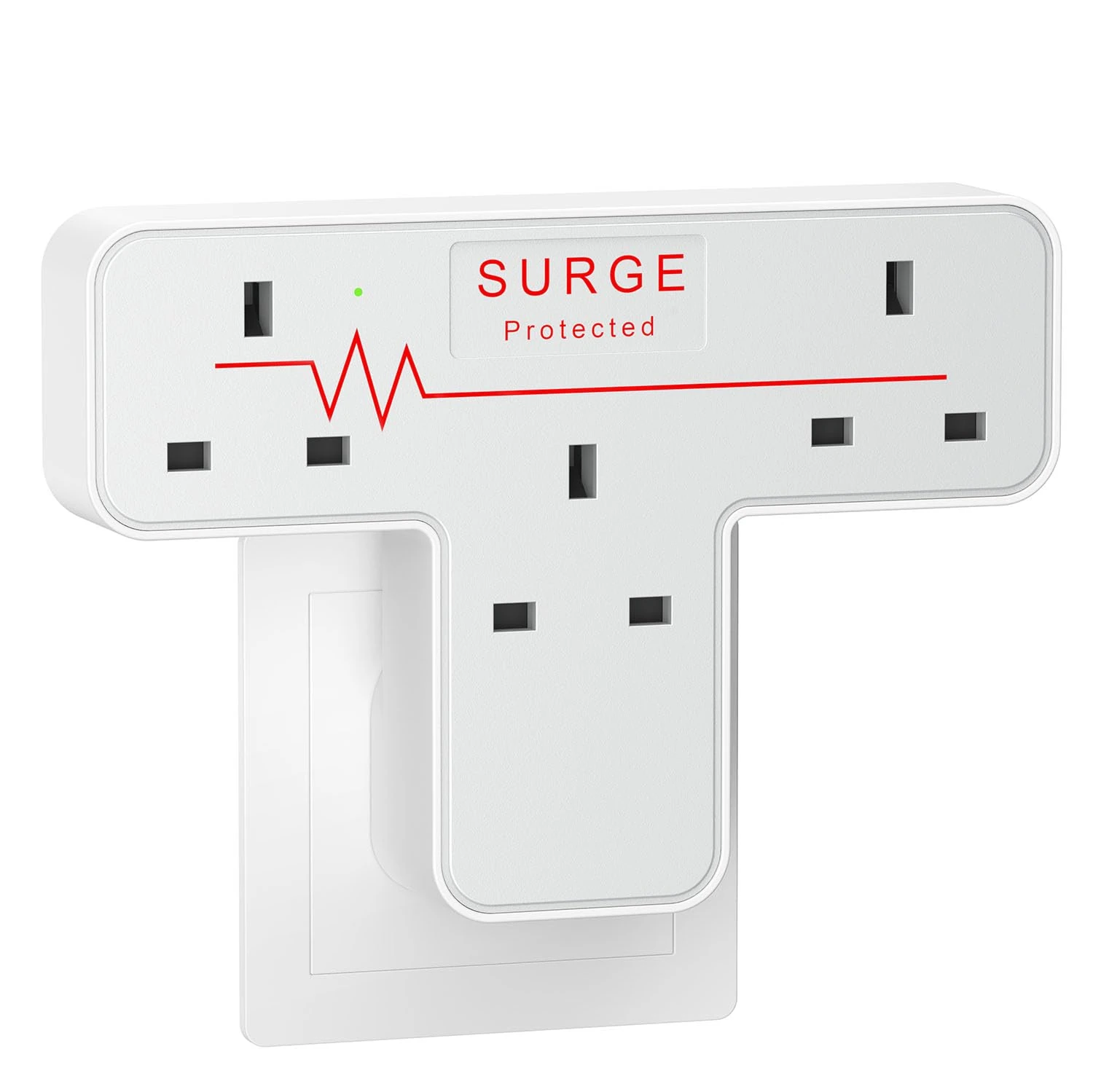 Multi Plug Adaptor, 3 Way Plug Adapter UK, Surge Protected Wall Plug Extender, Extension Plug Socket Turn 1 into 3, Multiplug Socket Adapter for Home Office