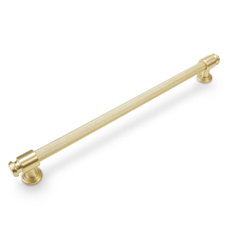BUKOBYHE 10 Pack 10 Inch (254mm) Brushed Brass Kitchen Cabinet Handles Knurled Cabinet Pulls Gold Drawer Pulls Kitchen Hardware