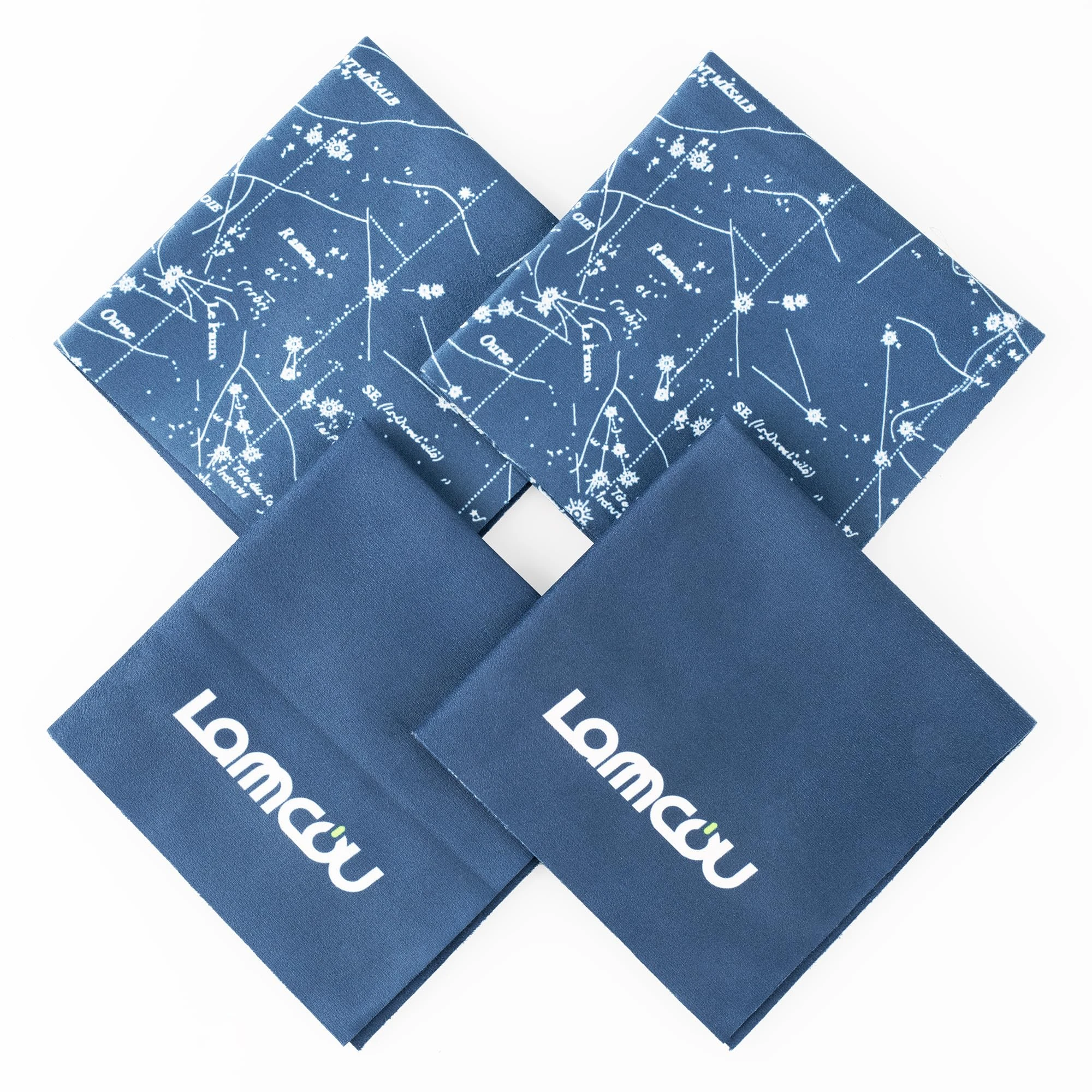 Lammcou Glasses Cleaning Cloth, Microfibre Lens Glasses Cloth for Spectacles, Optician Quality, Lint-Free Eyeglass Cleaner Wipes for Camera, Display, Phones, Tablet, Screen, 25*25cm (Blue-Star-4pcs)