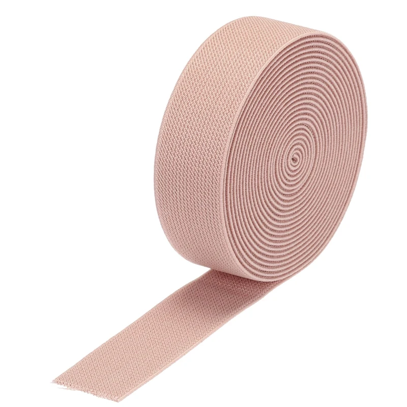 sourcing map Twill Wide Elastic Band Double-Side 3cm(1.2") Flat 4 Yard/12ft Woven Elastic Band Knit Elastic Spool Heavy Stretch Strap Pale Pink for Sewing, Waistband