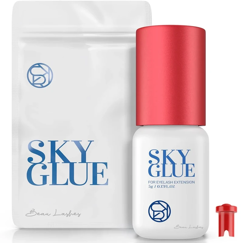 Sky Glue for Eyelash Extensions New | S+ Strongest Lash Extension Glue | Professional Black Adhesive for Long Lasting Semi Permanent Individual Lash Extensions | Fast Drying / 7-8 Week Retention 5ml