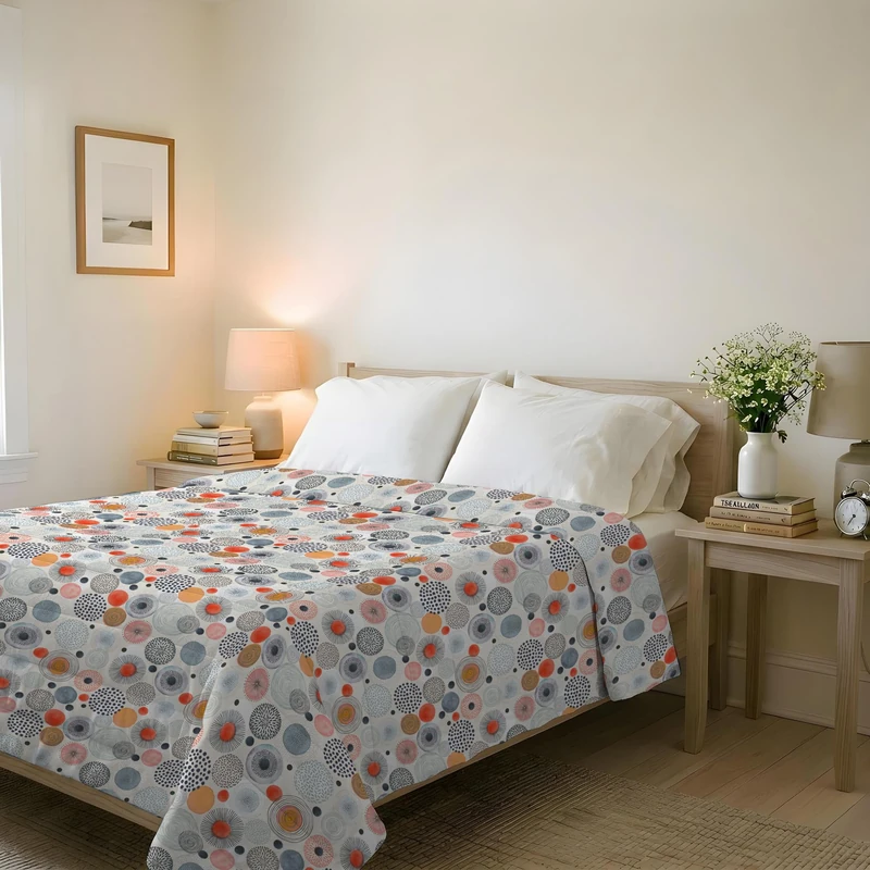 Italian Bed Linen BASIC Printed Summer Quilt, Microfibre, Watercolor, Double 250 x 240 cm