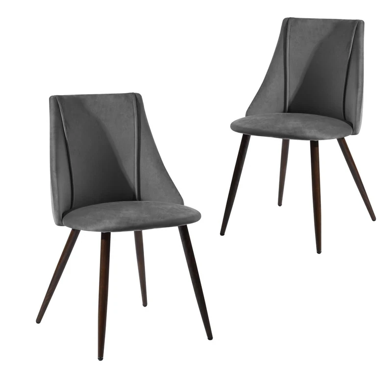39F FURNITURE DREAM Mid-Century Dining Set of 2 Large Soft Velvet Accent Chairs Back Metal Legs for Kitchen Living Room, Fabric, Green, 52.5 x 49.5 x 83 cm - Image 1