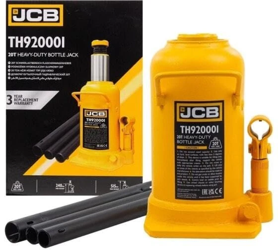 JCB 20 Tonne Heavy-Duty Automotive Hydraulic Bottle Jack, 525mm Maximum Lift | JCB-TH920001
