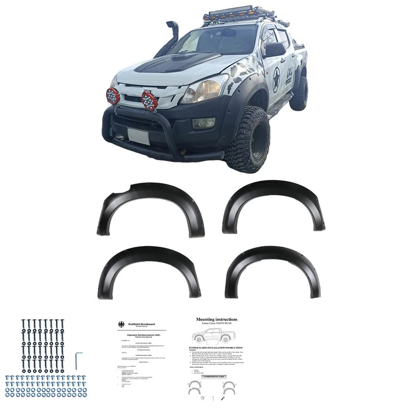 Oneway Set Fender Flares compatible with Isuzu D-Max II 2012-2019 - Matt black