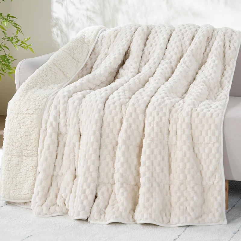 Drewin Weighted Blanket 20lbs for Adults Deep Sleep and Relax,Cream White