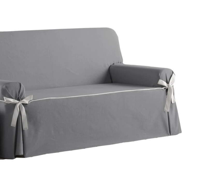 Estoralis Beret | Sofa Cover Ties Modern Design | Charcoal Grey Jacquard Fabric | for 4 Seater Sofa | Fabric Size (from 210 to 240 cm) Cover for All Kinds of Sofas