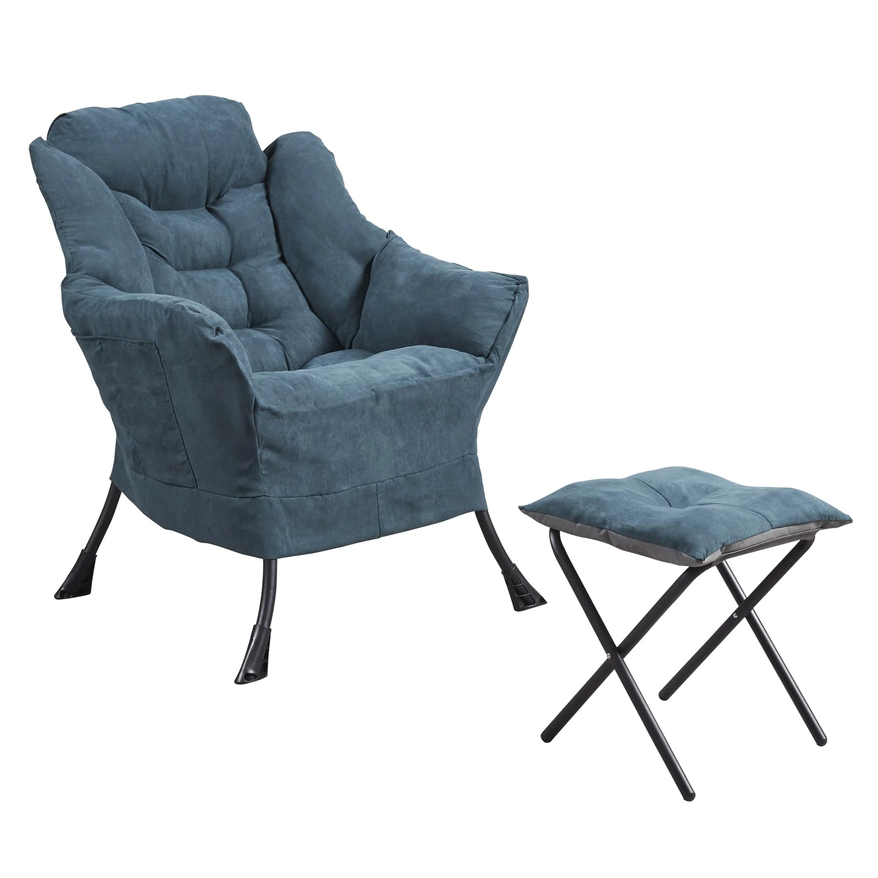 Panana Armchair Accent Chair Lazy Chair with Footstool Relax Lounge Chair,Sofa Chair with Armrests and Steel Frame (Green)