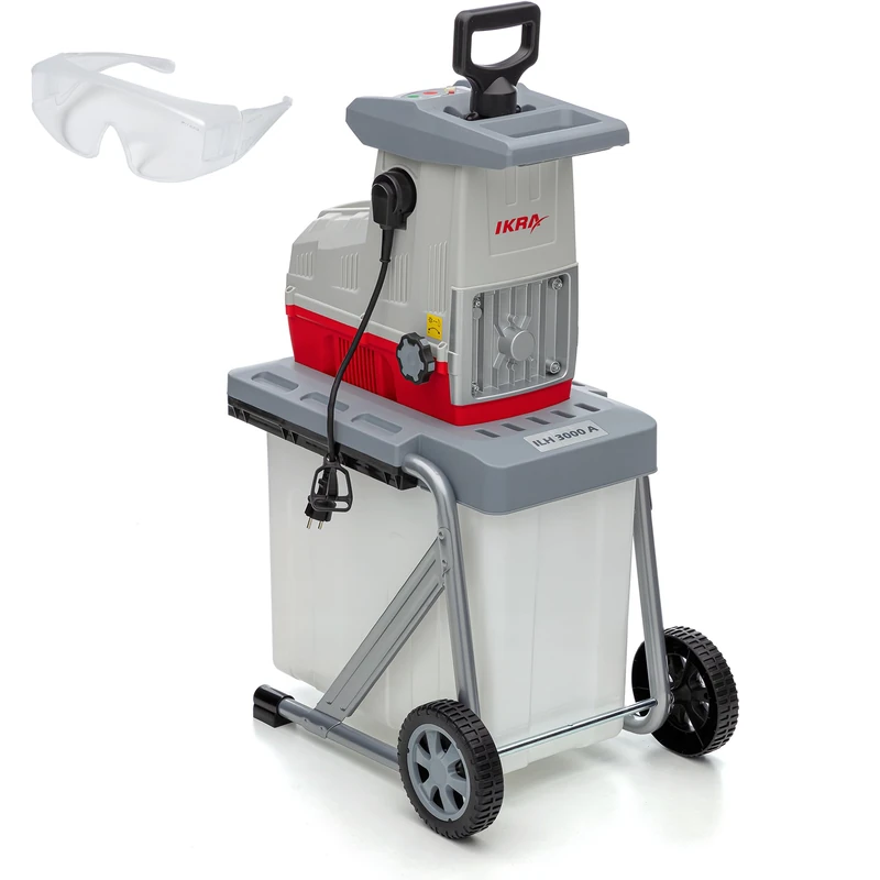 IKRA Electric Shredder ILH 3000A, Quiet, Robust Maintenance, Branch Thickness up to 44 mm, incl. Safety Glasses