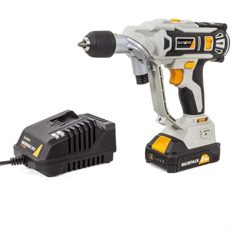 Batavia Maxxpack 18V Twin Drill Cordless Drill Driver Set (with 2 0Ah Battery and Charger) - 18V Maxxpack Collection for DIY Professionals and Home use