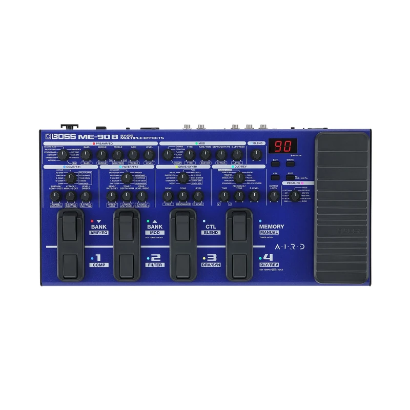 BOSS ME-90B Bass Multi-Effects | All-In-One Bass Processor | 10 Onboard AIRD Amp Models | 61 Effects from the BOSS Bass Effects Library | 8 Multi-Function Footswitches & Redesigned Expression Pedal