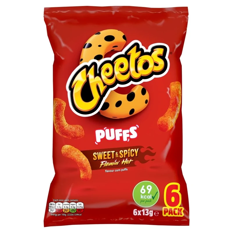 Cheetos Puffs Sweet and Spicy Flamin Hot Multipack Crisps 6x13g