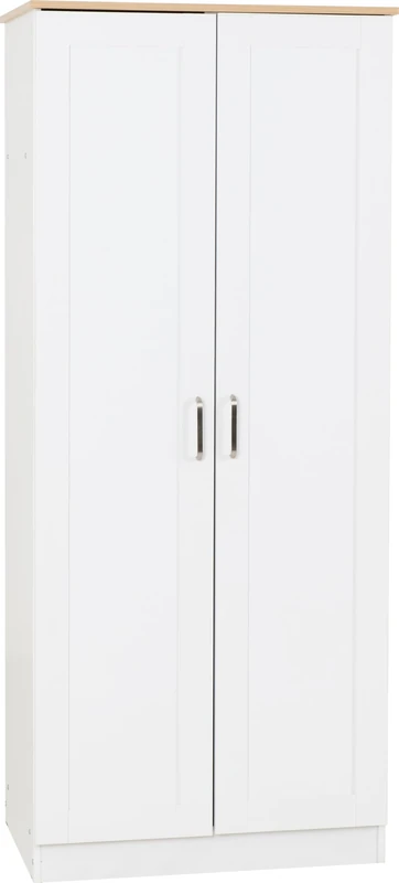 Seconique Portland 2 Door Wardrobe in White/Oak Effect