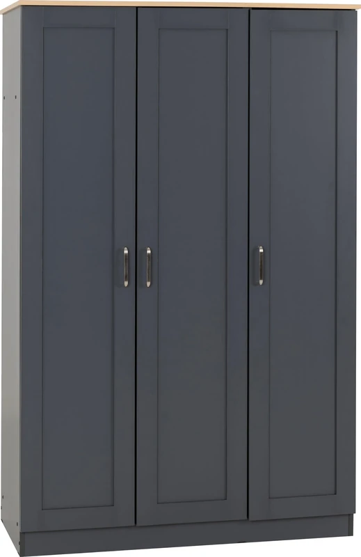 Seconique Portland 3 Door Wardrobe in Grey/Oak Effect