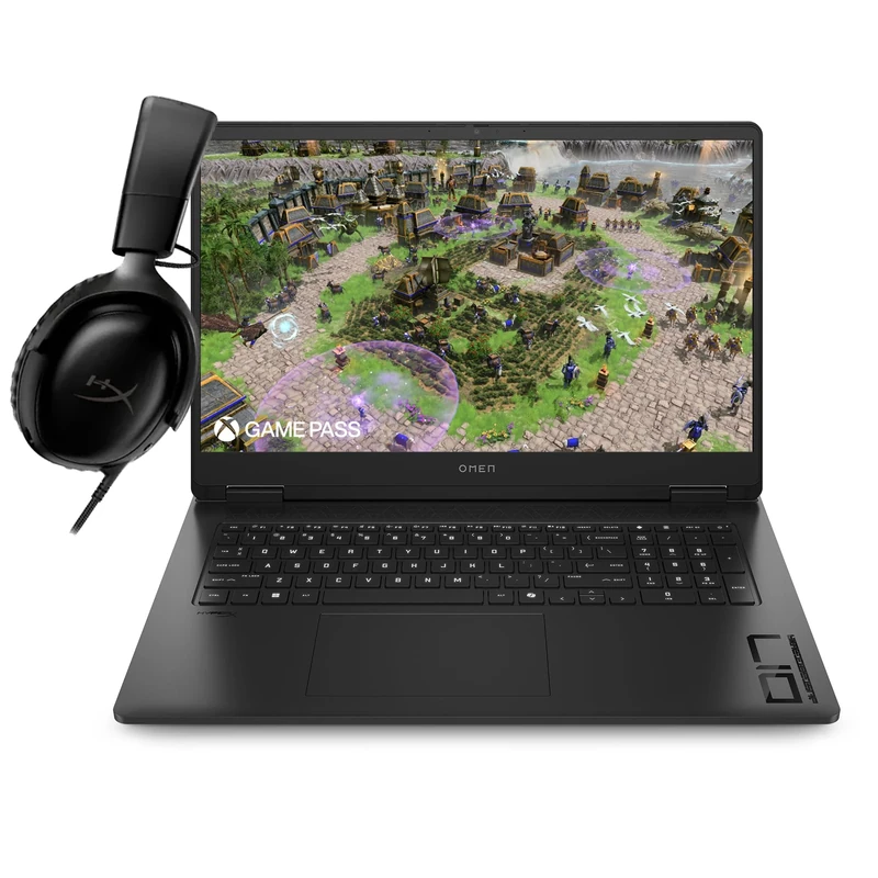 HP Omen 17" Gaming Laptop and HyperX Cloud III Wired Headset Bundle, AMD Ryzen 5-8645HS, AI Enhanced, 16 GB RAM, 1TB SSD, NVIDIA GeForce RTX 4050 Graphics, FHD Display, 144Hz, Black, 17-db0015sa