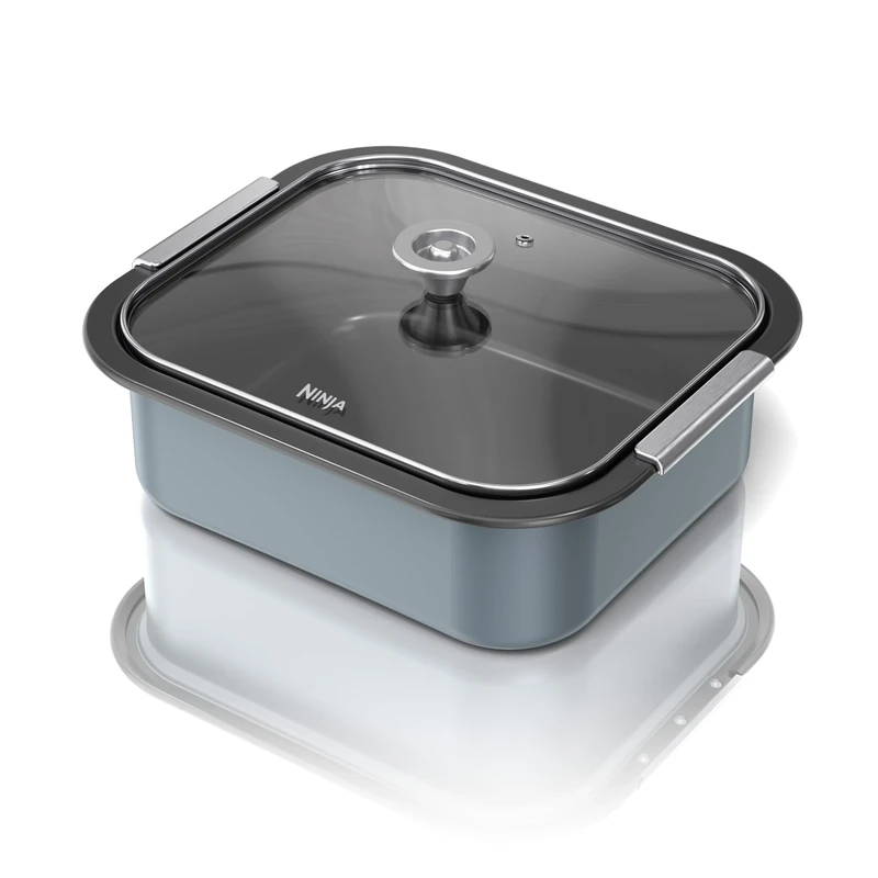 Ninja Combi Casserole Dish And Glass Lid, 4L Capacity, Non-Stick, Compatable with Combi SFP700UK, For Baking Bread Or Slow Cooking Meats And Stews, Official Ninja Accessory, Sea Salt Grey - Image 1