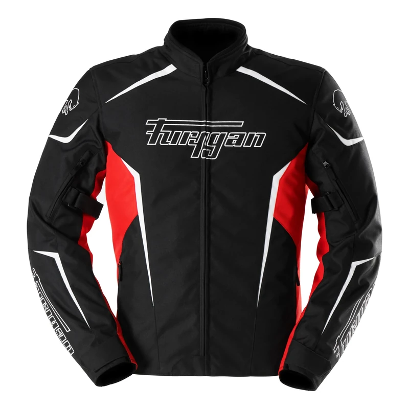 Furygan Men's Yori Motorcycle Jacket-Safety-D3O d30 High Quality Durability-Ventilates Air Circulation-Pockets-Protective Gear, Black/red/White, XXXL