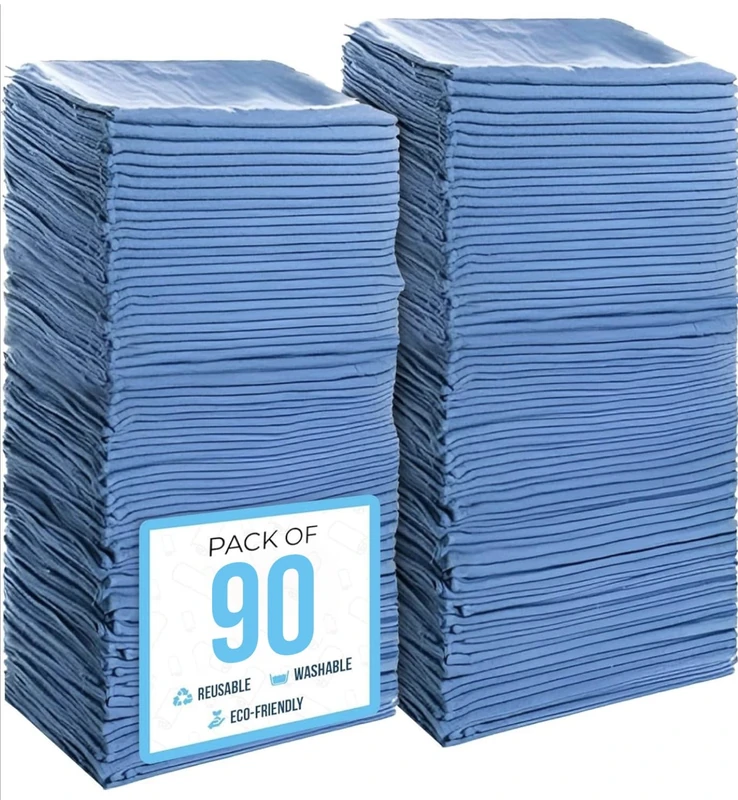 Simpli-Magic Premium Shop Towels 14”x12”, Commercial Grade Blue, 100 Pack