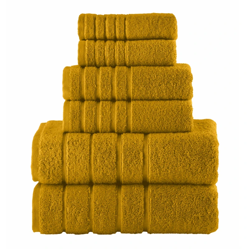 Elegant Comfort 4 Lines Viscose Stripe 6-Piece Premium Towel Set - 100% Turkish Cotton High Absorbent Luxury Bathroom Towels – Includes 2 Washcloths, 2 Hand Towels and 2 Bath Towels Set, Gold - Image 1