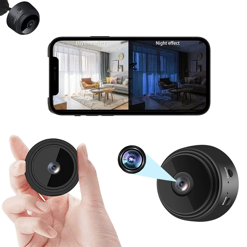 Wireless Camera Small,1080 HD Wifi Nanny Cam Indoor, Motion Detection & Night Vision, 150°Wide Angle View, Baby and Pet Monitoring Surveillance Camera, 64GB Memory Support(Not included)