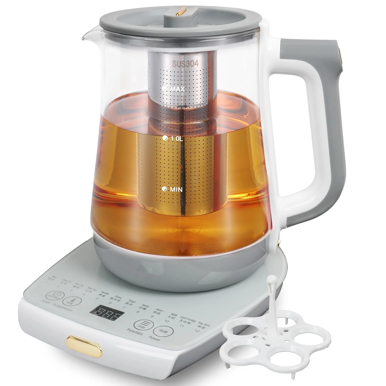 cglightwsparkle - Health Electric Kettle with Infuser, Smart Coffee Maker for Hot Fruits, Temperature Control and Tea to Keep Warm, 12 Functional Procedures, 1.8
