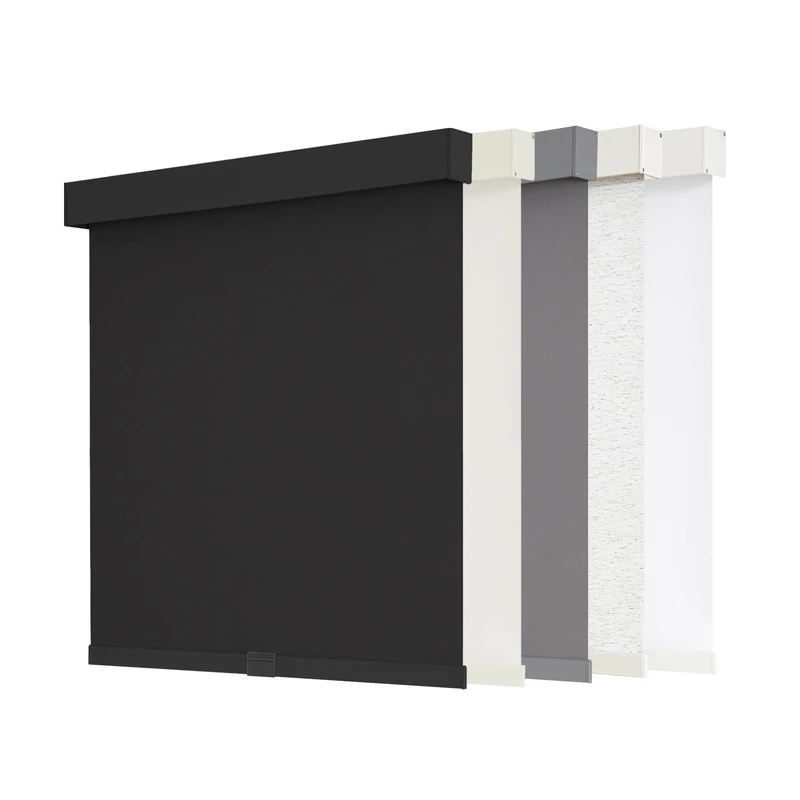 AOSKY Blackout Roller Shades Cordless Blinds for Windows, Free-Stop Shades with Valance, Thermal Insulated Fabric, UV Protection, Natural Woven Blinds for Home and Office (29" W x 72" H, Black)