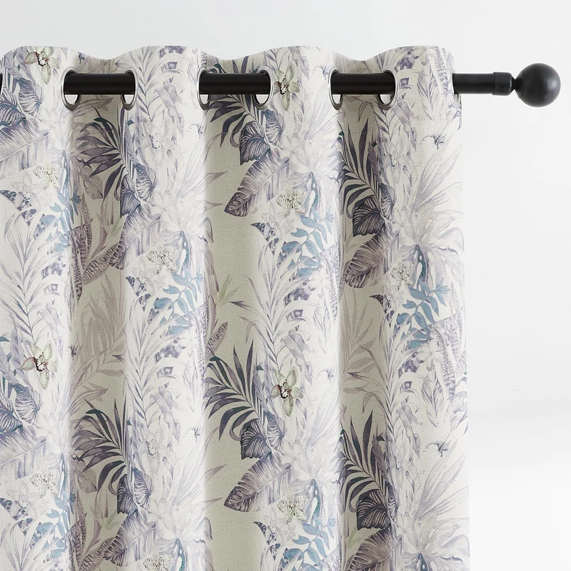 Melodieux Botanical Floral Blackout Curtains 72 Inch Drop for Bedroom Living Room Thermal Insulated Vintage Country Style Rustic Cotton Eyelet Curtains 52"