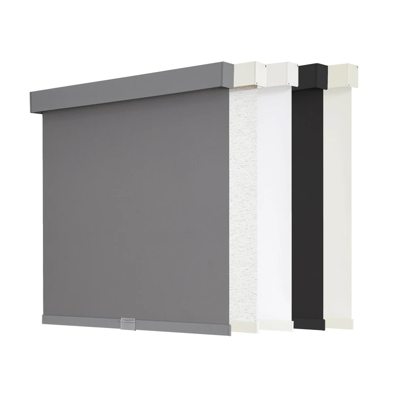 AOSKY Blackout Roller Shades Cordless Blinds for Windows, Free-Stop Shades with Valance, Thermal Insulated Fabric, UV Protection, Natural Woven Blinds for Home and Office (26" W x 72" H, Grey)