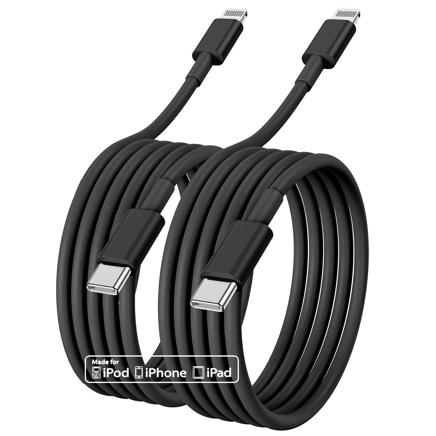 iPhone 14 13 Fast Charger Cable 2M 2Pack,[Apple MFi Certified]USB C to Lightning Cable for iPhone 14 Pro Max/13 mini/12Pro/11/XS/XR/8/iPad/AirPod, Type C Port Support Quick iPhone Charging Lead Black