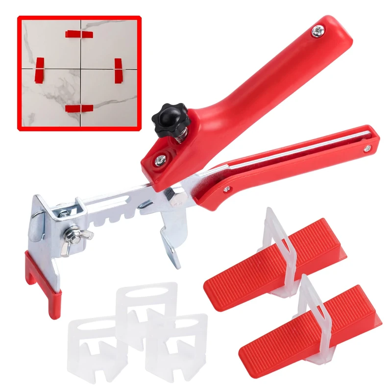 400PCS Tile Leveling System 3mm 300pcs Tiling Level Wedge Spacer Plus 100pcs Resuable Wedges with A Tile Leveling Plier (1/8 Inch Tile Spacers)