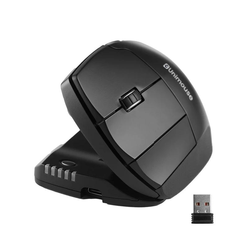 Contour Unimouse Ergonomic Vertical Mouse Adjustable 35°-70° Tilt Angle, 6 Programmable Buttons for Productivity, Customizable Thumb Rest for Wrist Pain Relief | Plug & Play Mac/PC - Wireless - Left