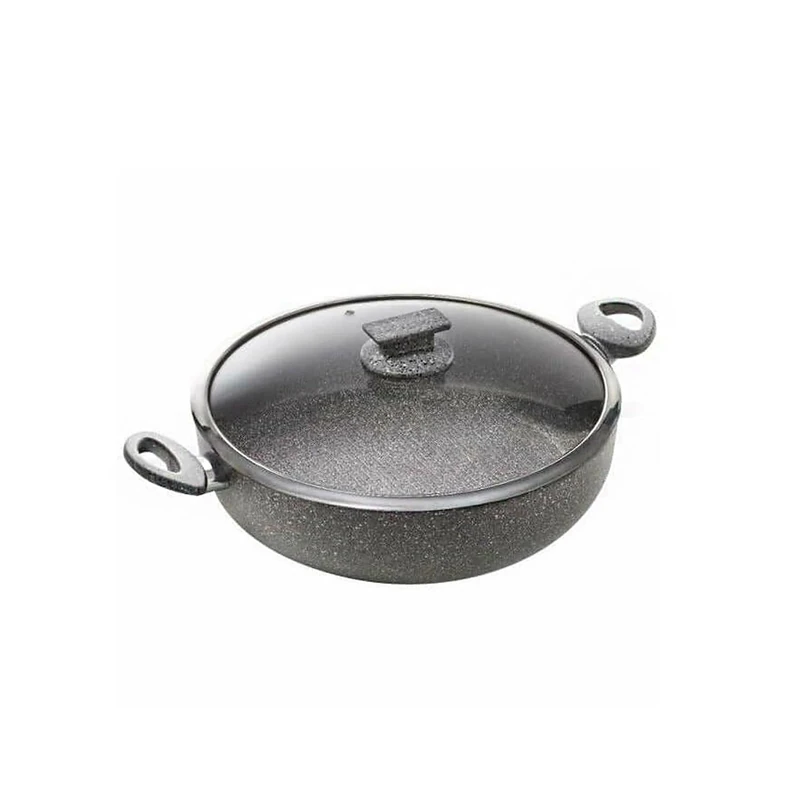 Non-Stick Induction Pan with Lid – Saucepan with 2 Ergonomic Soft Touch Handles and Lid, 7-Layer Coating, Compatible with All Hobs, 28 cm, Made in Italy