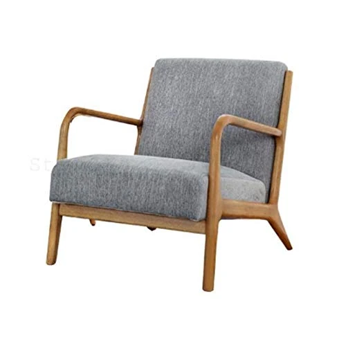 lounge chair,Single sofa chair, solid wood, leisure chair, living room, balcony, lazy chair, fabric backrest, single chair