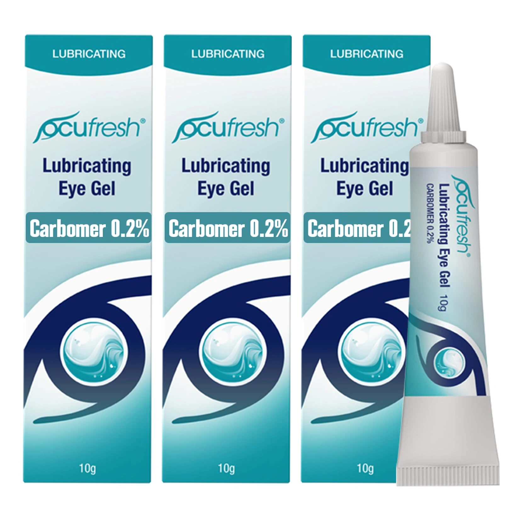 Ocufresh CARBOMER 0.2% Lubricating Eye Gel for Dry, Tired Eyes - Intensive Lubrication & Moisturising Formulation for Daily Eye Care Routine - Immediate Eye Hydration & Night Relief | 3 x10g Pack