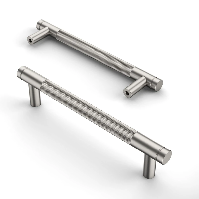 Asidrama 30 Pack 5 Inch(128mm) Brushed Satin Nickel Cabinet Pulls Knurled Cabinet Handles Cupboard Handles Kitchen Cabinet Hardware for Cupboard Drawer Pulls
