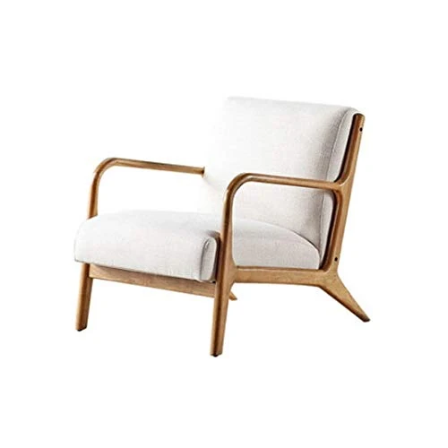 Generic Leisure, Minimalist Modern Lounge Chair, Solid Wood, Fabric Backrest, Single Chair, Living Room, Relaxing