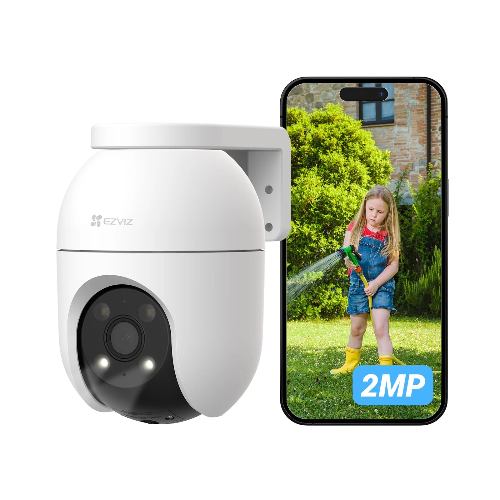 EZVIZ C8c 2MP 360° Outdoor WiFi Surveillance Camera with Auto-Zoom Tracking, Human Shape Detection, Colour Night Vision, Two-Way Audio, IP65 Waterproof, Active Defense
